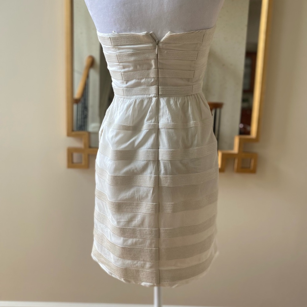 J. Crew Rugby Stripe Ginny Ivory Dress sz 0 - Picture 3 of 16